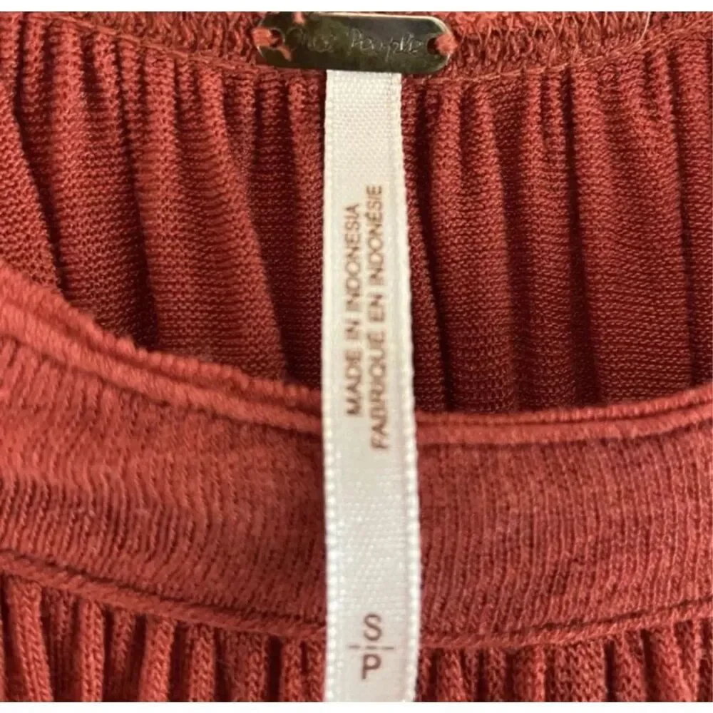 Free people BoHo peasant top burnt red women's small - Picture 6 of 6